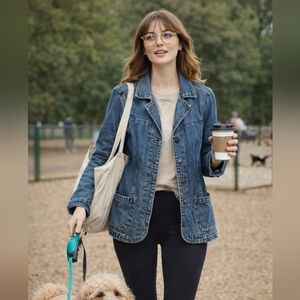 St. John's Bay Denim Jean Jacket Streetwear Boho Hipster Grunge  Womens L Y2k